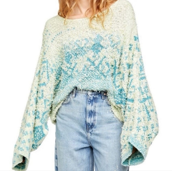 Free People Midnight Beach Oversized Pullover Sugar Mountain Combo Sweater - Picture 2 of 12